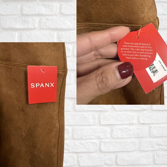 NWT Spanx Faux Suede Leggings Rich Caramel 1X Plus Size Slimming High Rise Pant - Picture 12 of 14